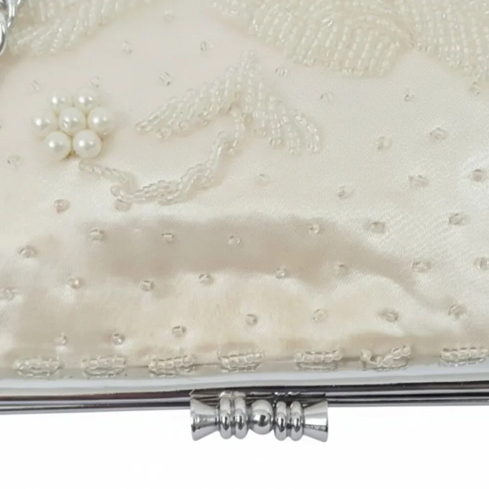 Vintage 80s Remco of California Evening Clutch/Shoulder Ivory Iridescent Beaded